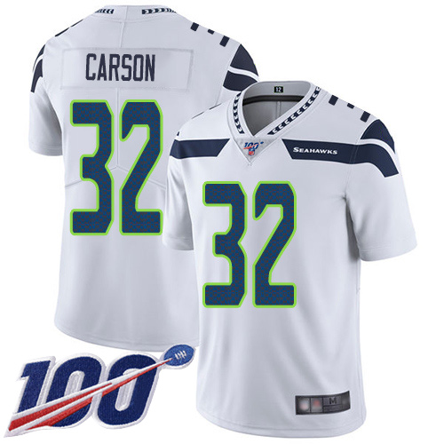 Seattle Seahawks Limited White Men Chris Carson Road Jersey NFL Football #32 100th Season Vapor Untouchable->seattle seahawks->NFL Jersey